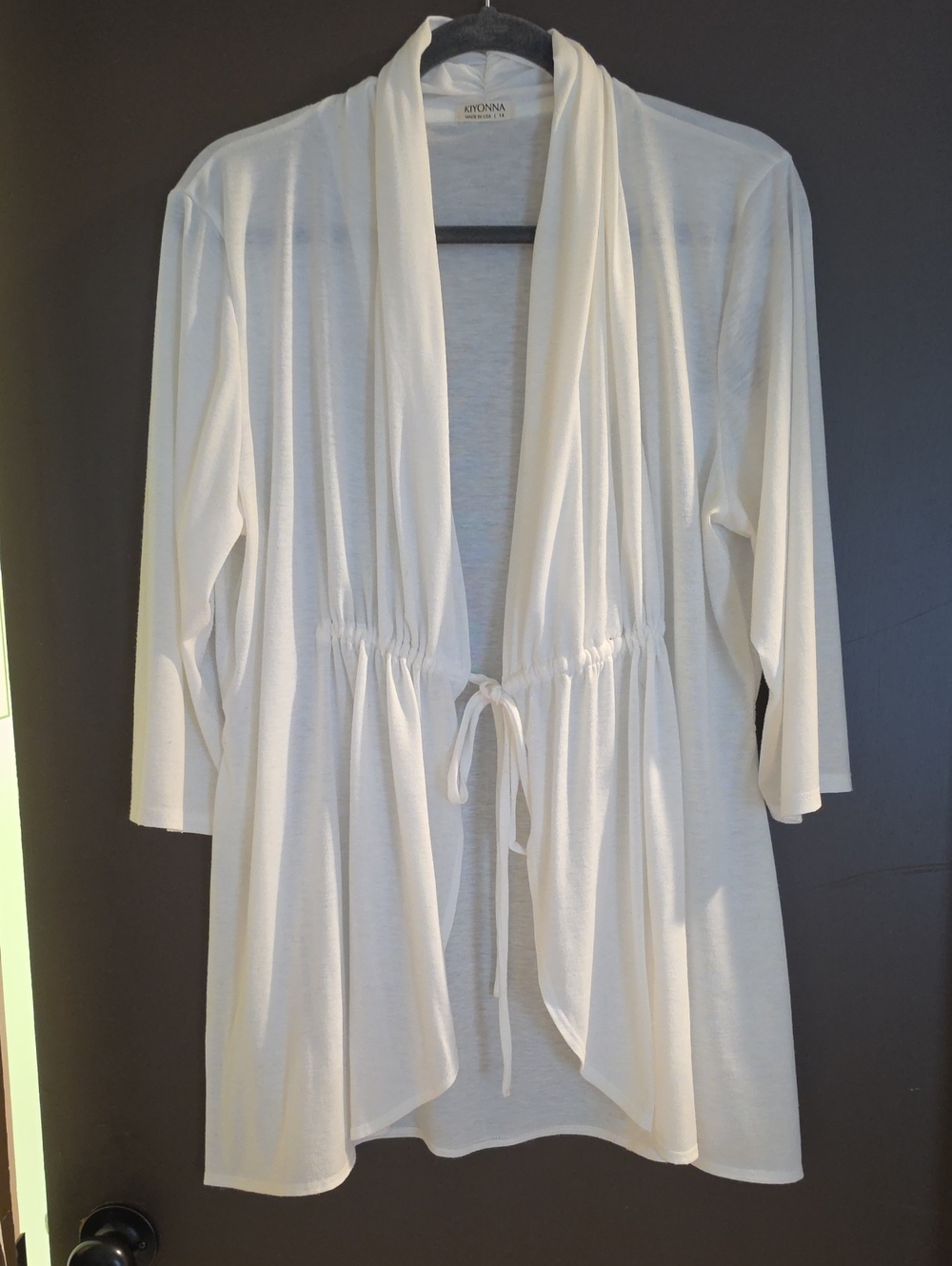 Kiyonna White Tie-Front Cardigan